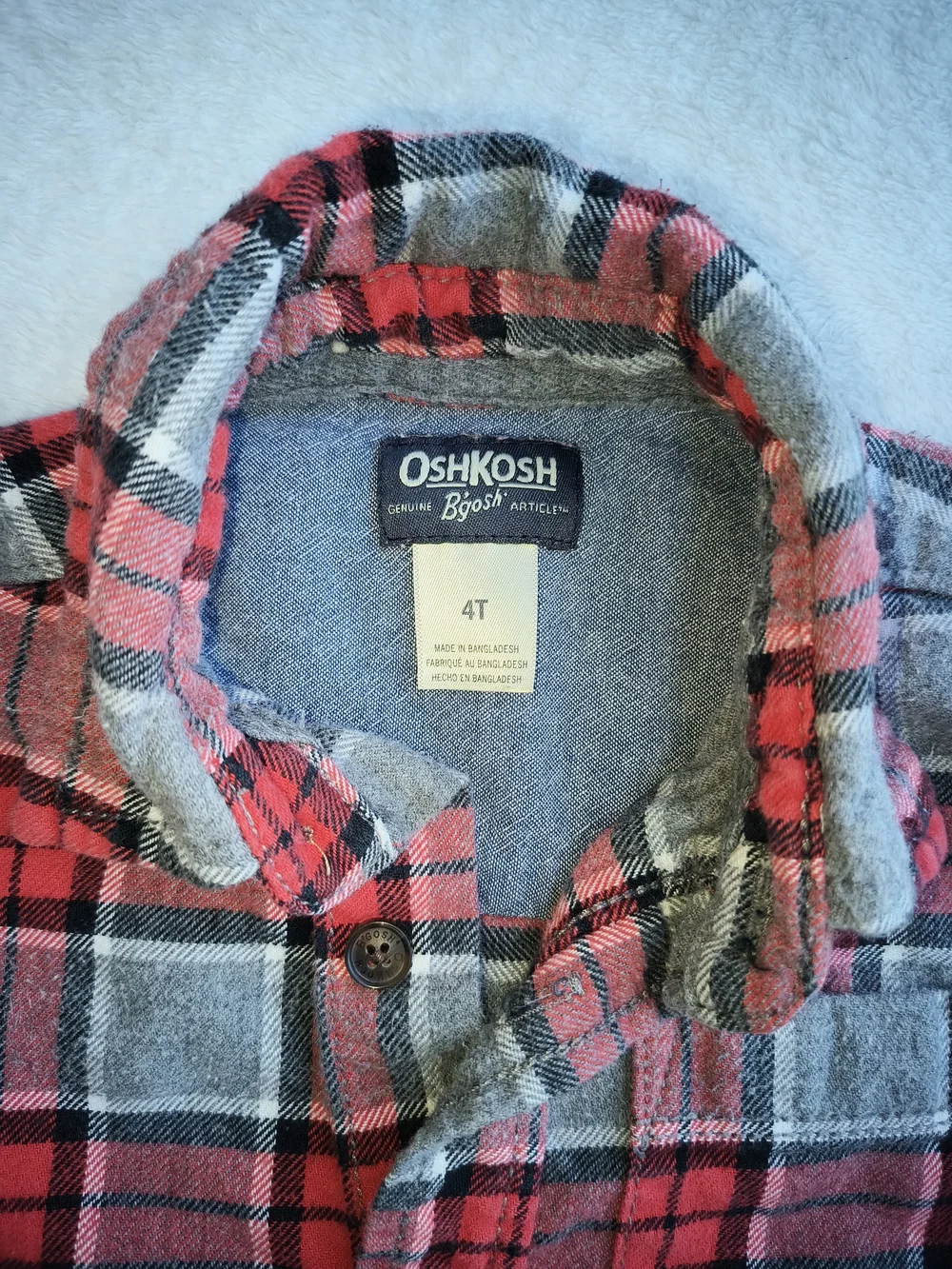 OshKosh B'gosh Red and Gray Plaid Button-Down Shirt